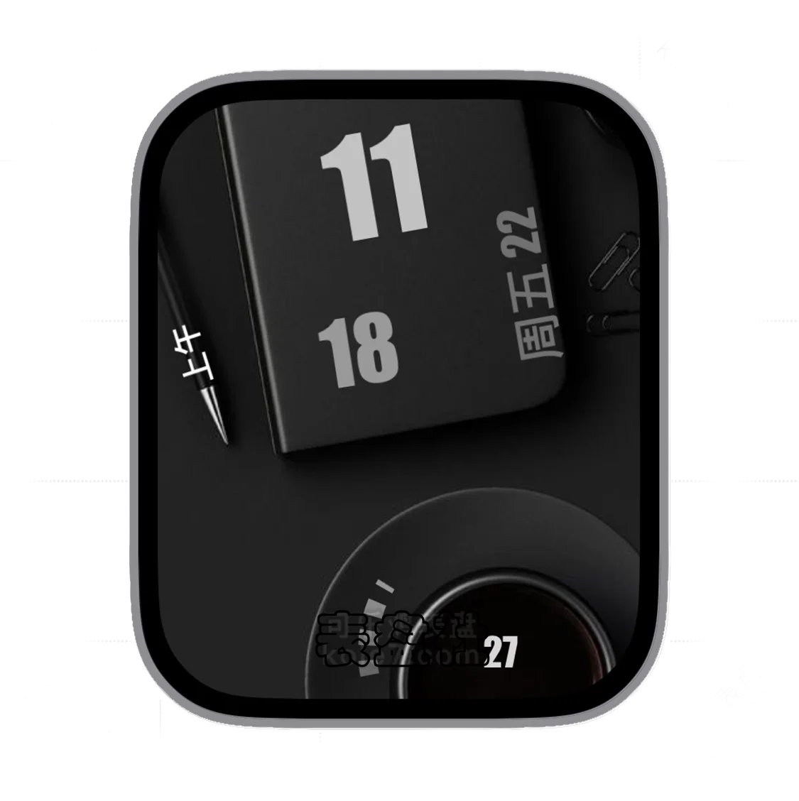 酷黑色日期时间表盘.clock&clock2 65472