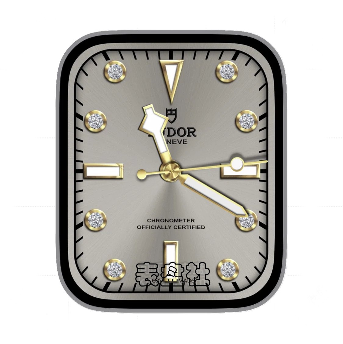 TUDOR帝驼炭灰色拉丝高级黄金钻石指针表盘