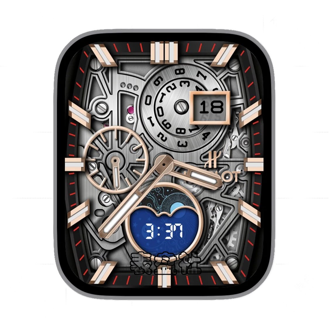 Hublot宇舶高级金属质感时分年历表盘