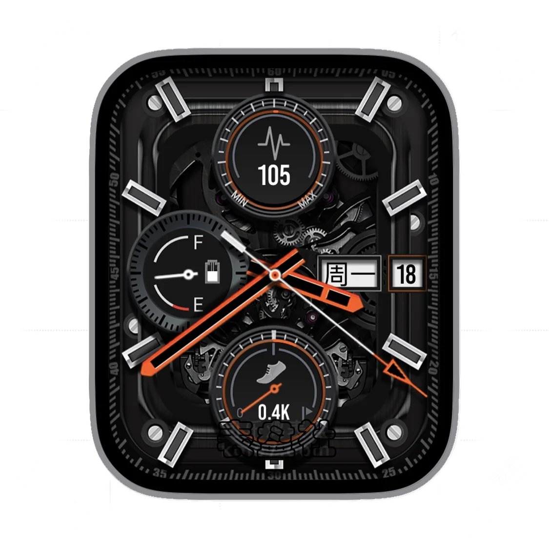 RLmade高级酷黑三盘式年历表盘