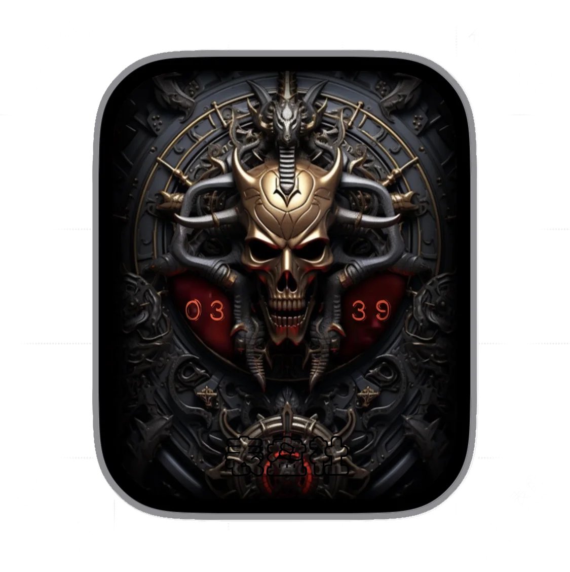 炫酷骷髅头火焰背景挂壁墙时间数字表盘