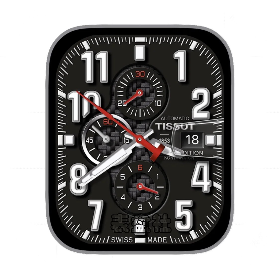 TISSOT天梭酷黑编织工艺三盘式年历Ultra专用表盘