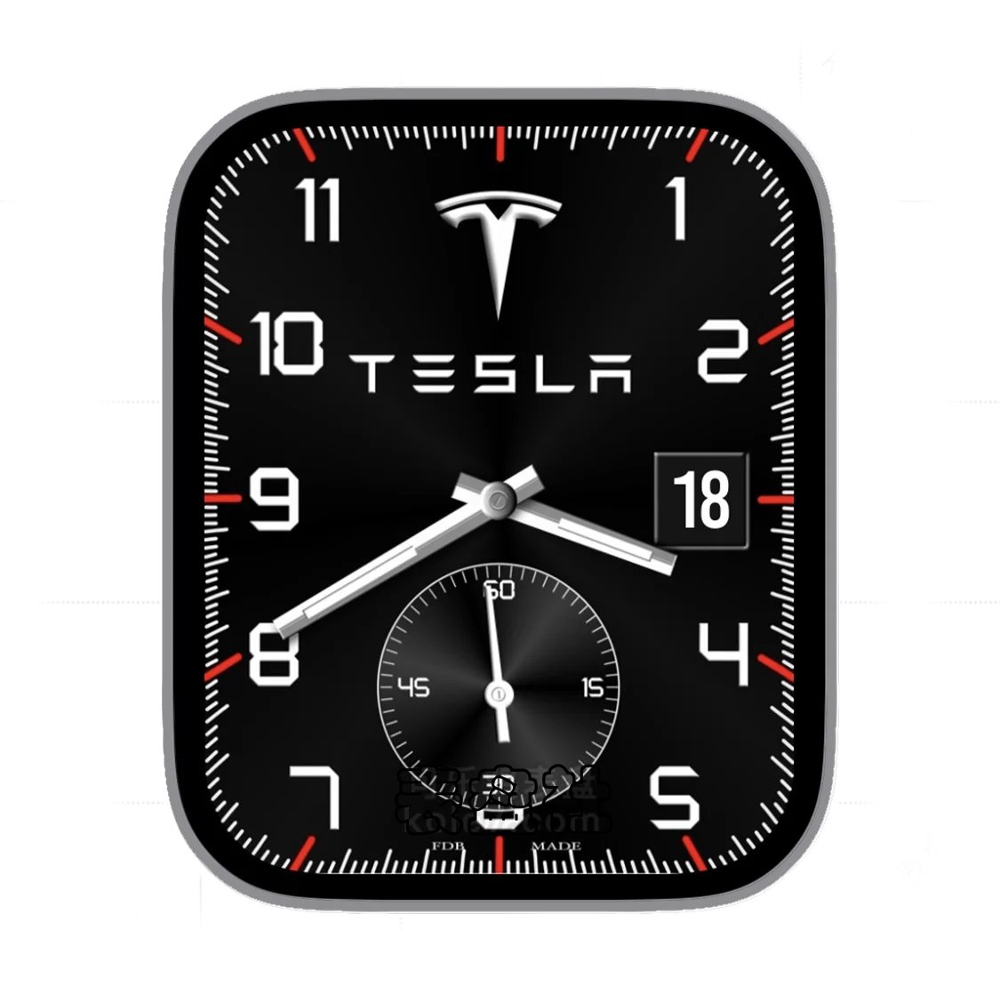 Tesla特斯拉酷黑单盘式时分年历表盘