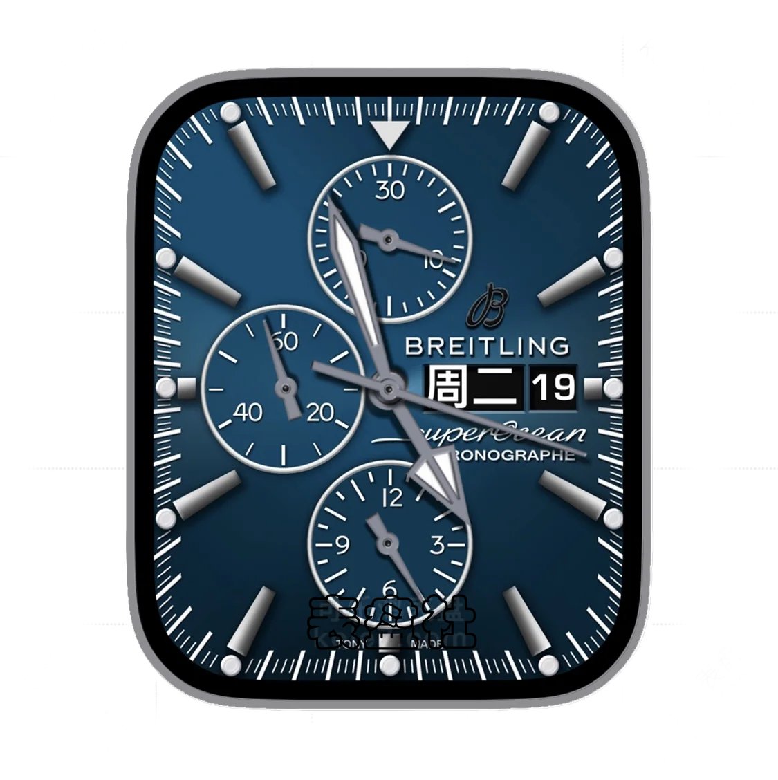 BREITLING百年灵深蓝色三盘式日期年历指针表盘