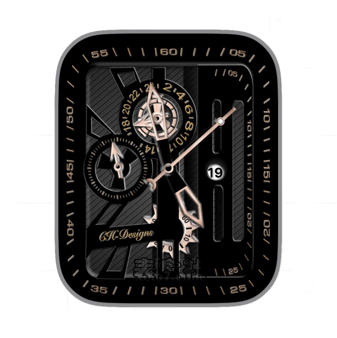 Designsfor酷黑色双盘式齿轮机械年历指针表盘