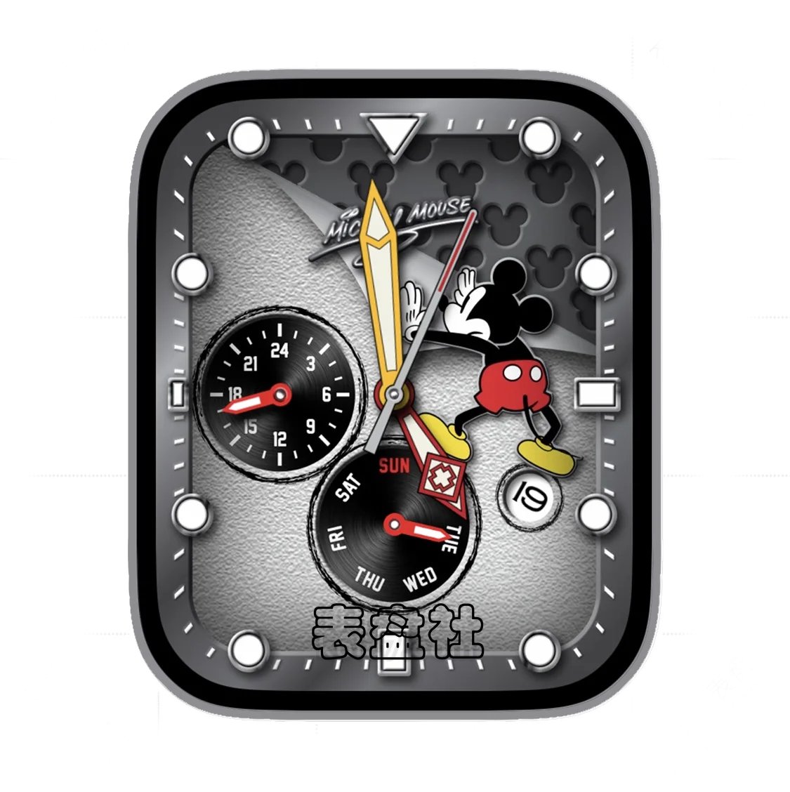 迪士尼米老鼠双盘式年历指针表盘
