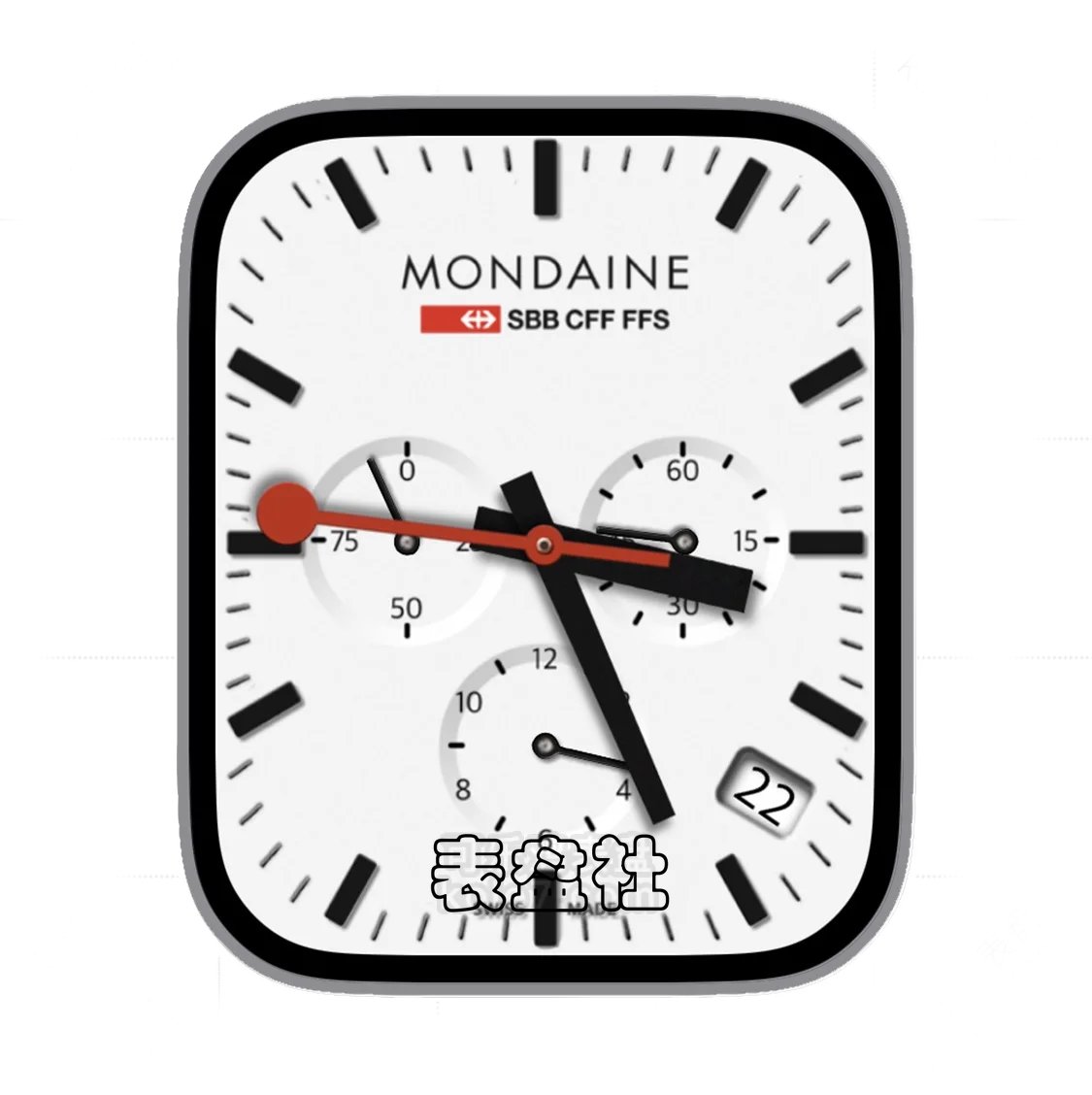 Mondaine 瑞士国铁牛奶白三盘式年历指针表盘