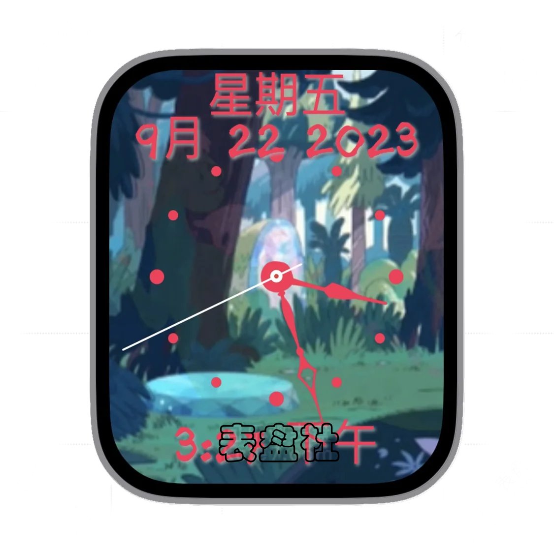 卡通森林日期时间指针表盘