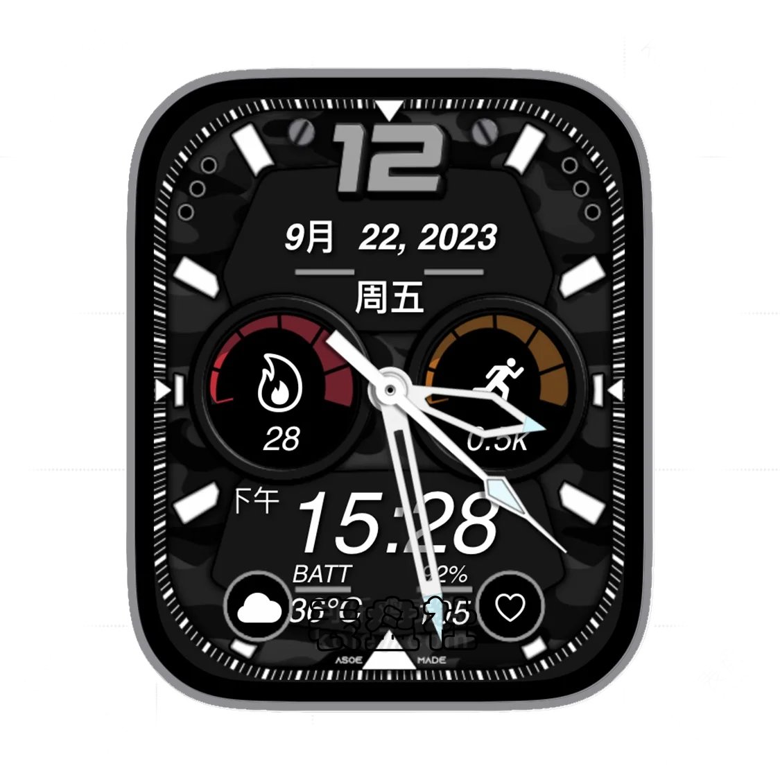 酷黑色双盘式日期时间数字指针ultra专用表盘.clock&clock2 65709