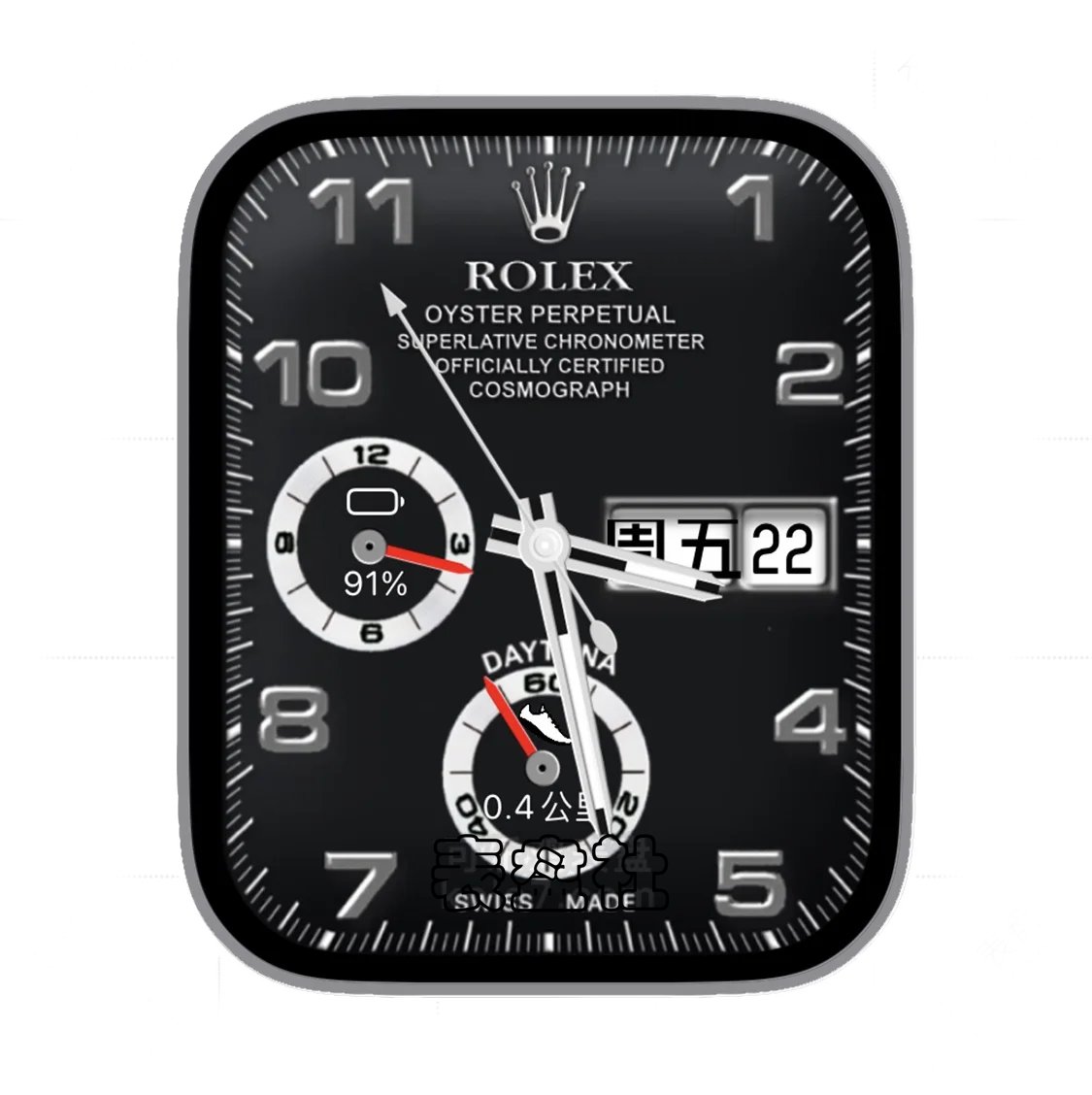 ROLEX劳力士炭黑色双盘式数字日期年历指针表盘