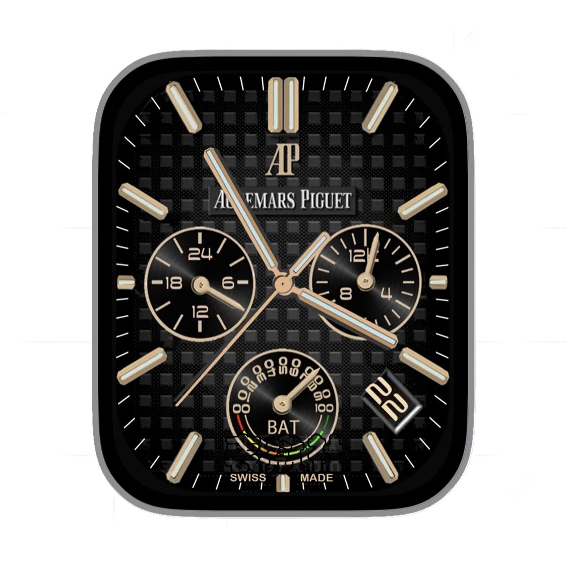 AUMARS PIGUET爱彼酷黑金小格子三盘式金属年历指针表盘