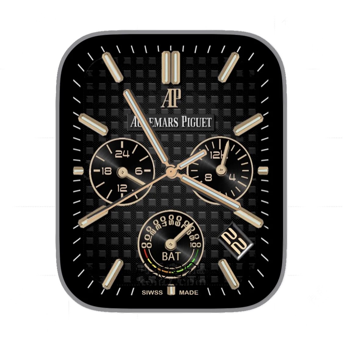 AUMARS PIGUET爱彼酷黑金小格子三盘式金属年历指针表盘
