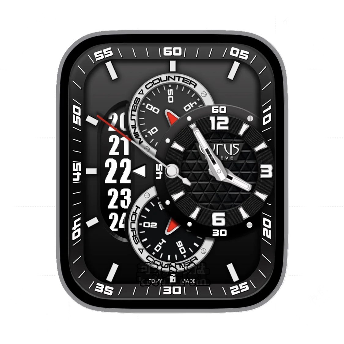 酷黑色三盘式数字指针表盘