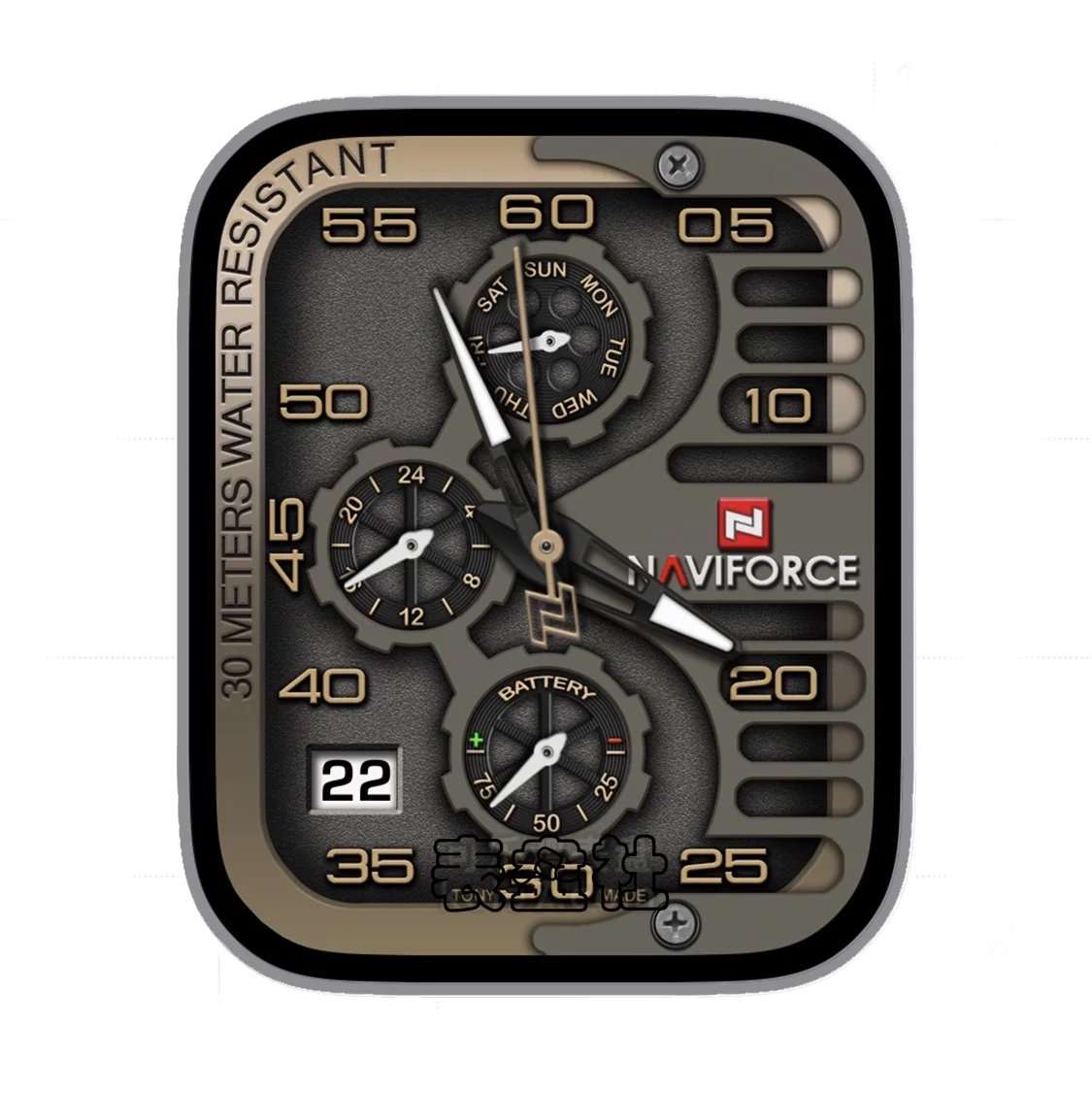 NAVIFORCE领翔军绿色三盘式年历指针表盘