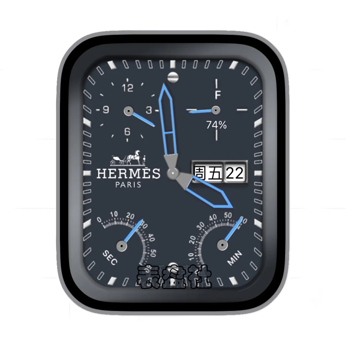 HERMÈS爱马仕炭灰色四盘式日期年历表盘