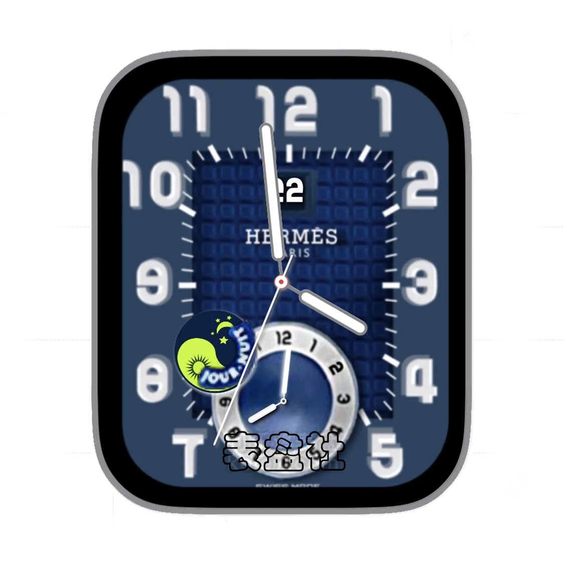 HERMÈS爱马仕蓝色底单盘式月相数字指针表盘