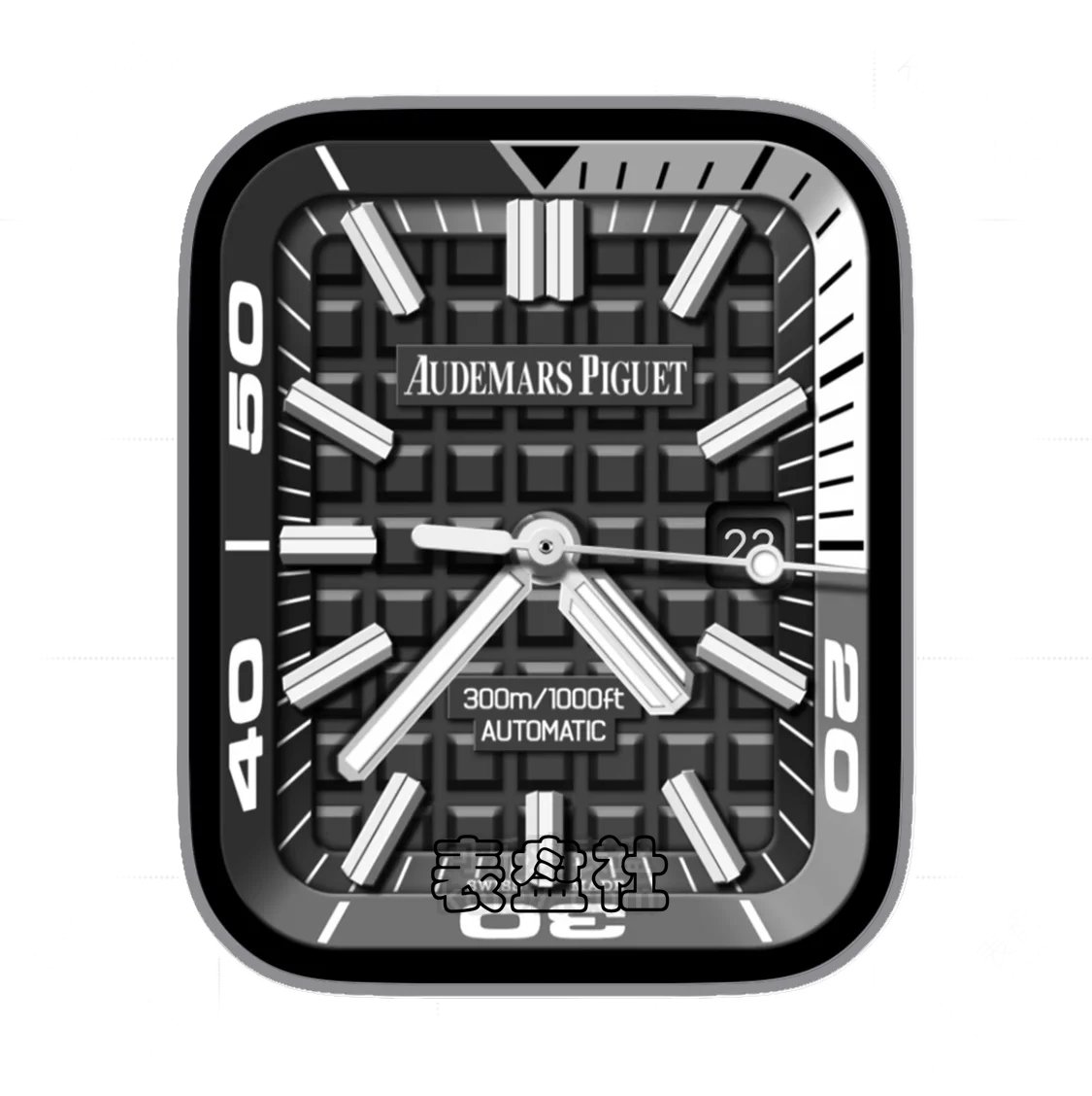 AUDEMARSPIGUET爱彼炭灰黑小方格简约年历指针表盘