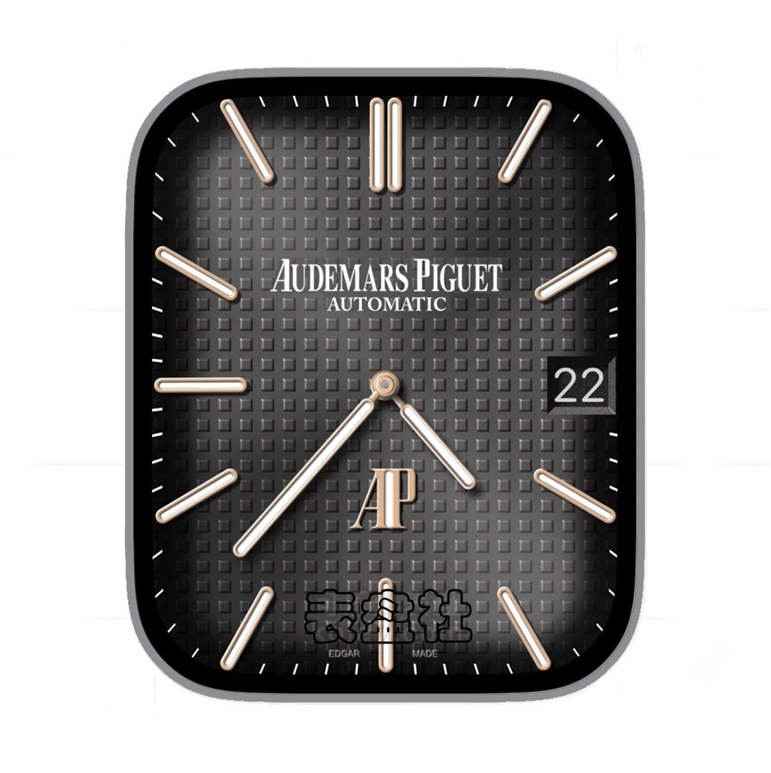 AUDEMARS PIGUE爱彼炭黑灰小方格简约年历指针表盘