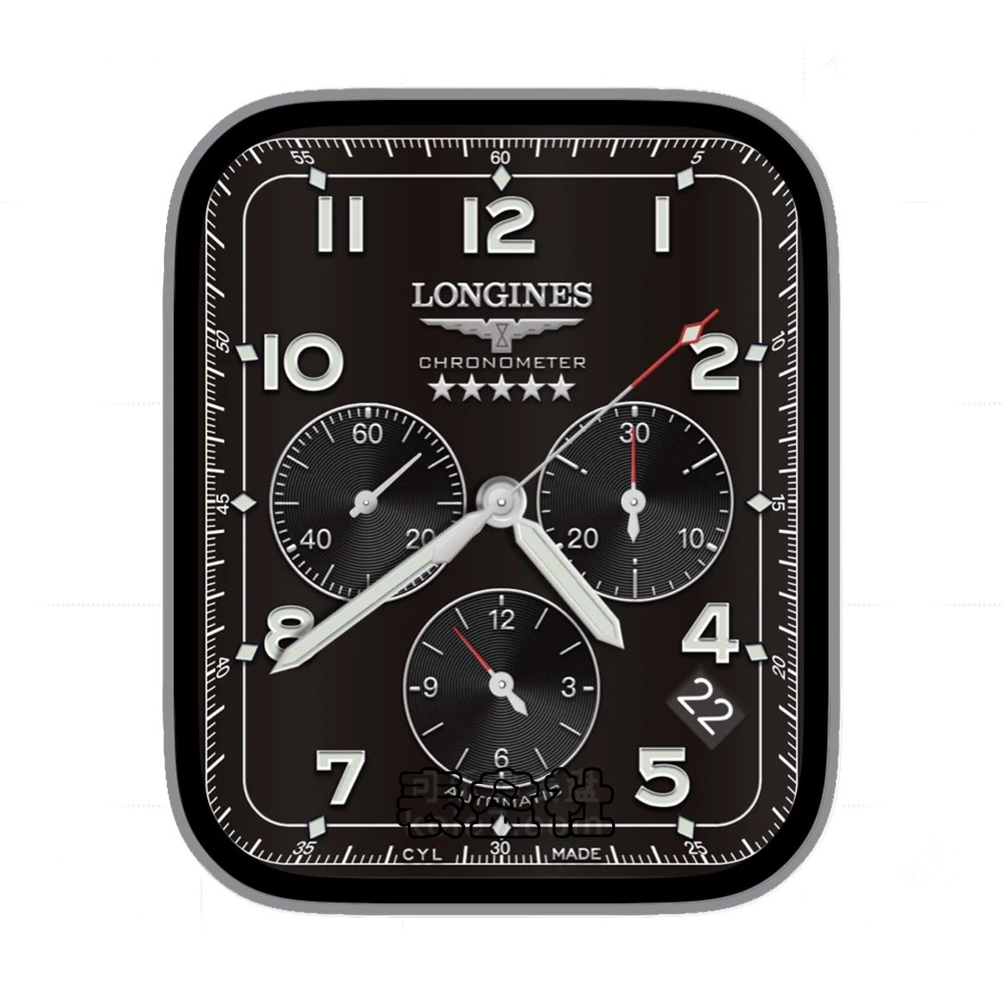 Longines浪琴酷黑色三盘式数字年历指针表盘