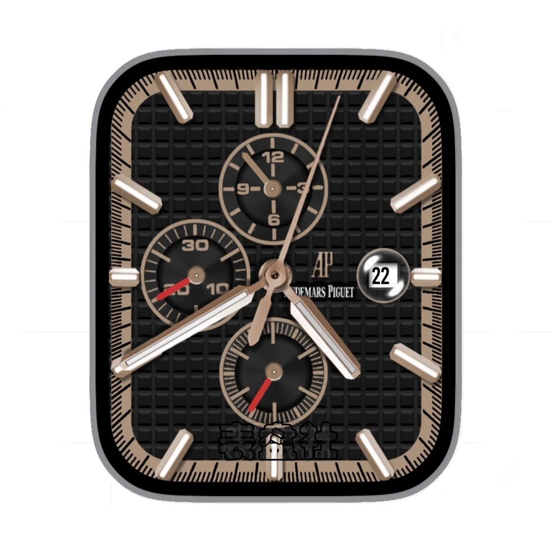 AUDEMARSPIGUET爱彼棕黑色小方格三盘式年历指针表盘