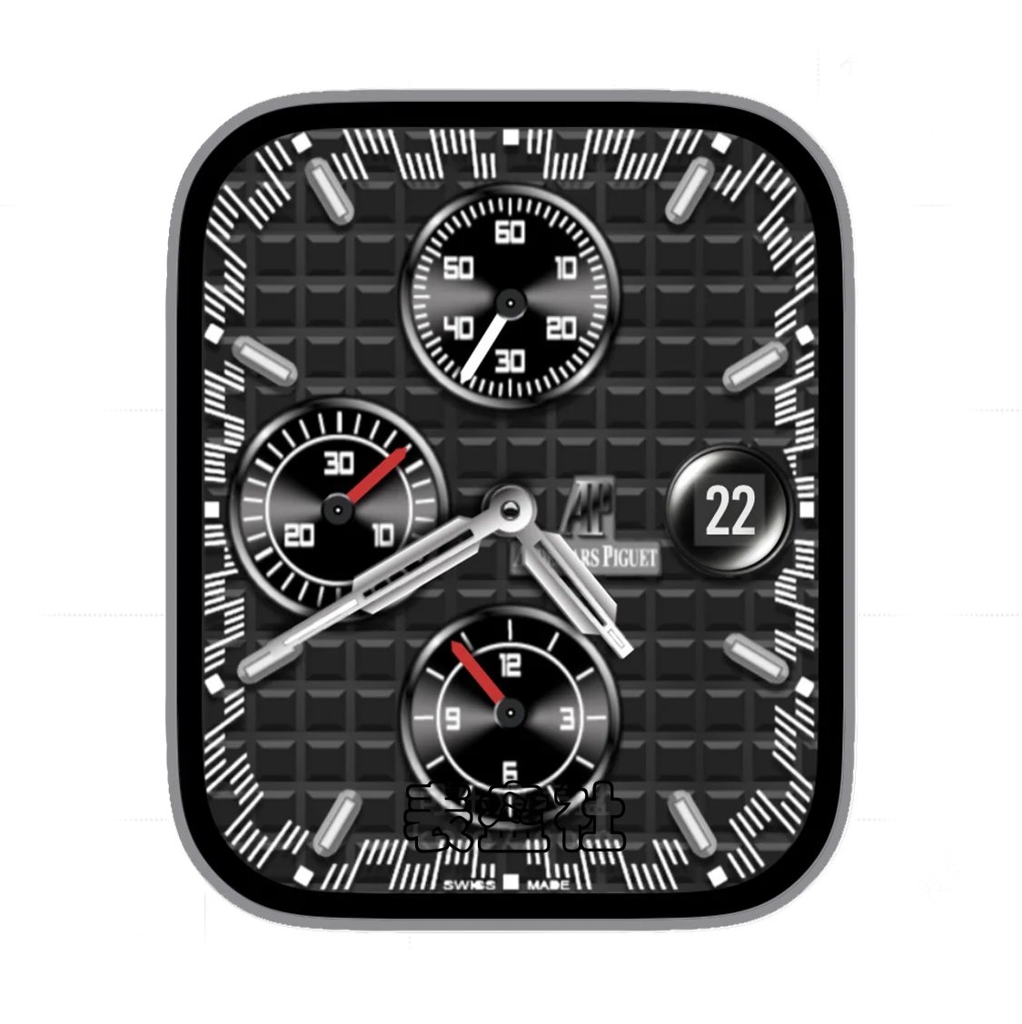 AUDEMARSPIGUET爱彼酷黑色小方格三盘式年历指针表盘