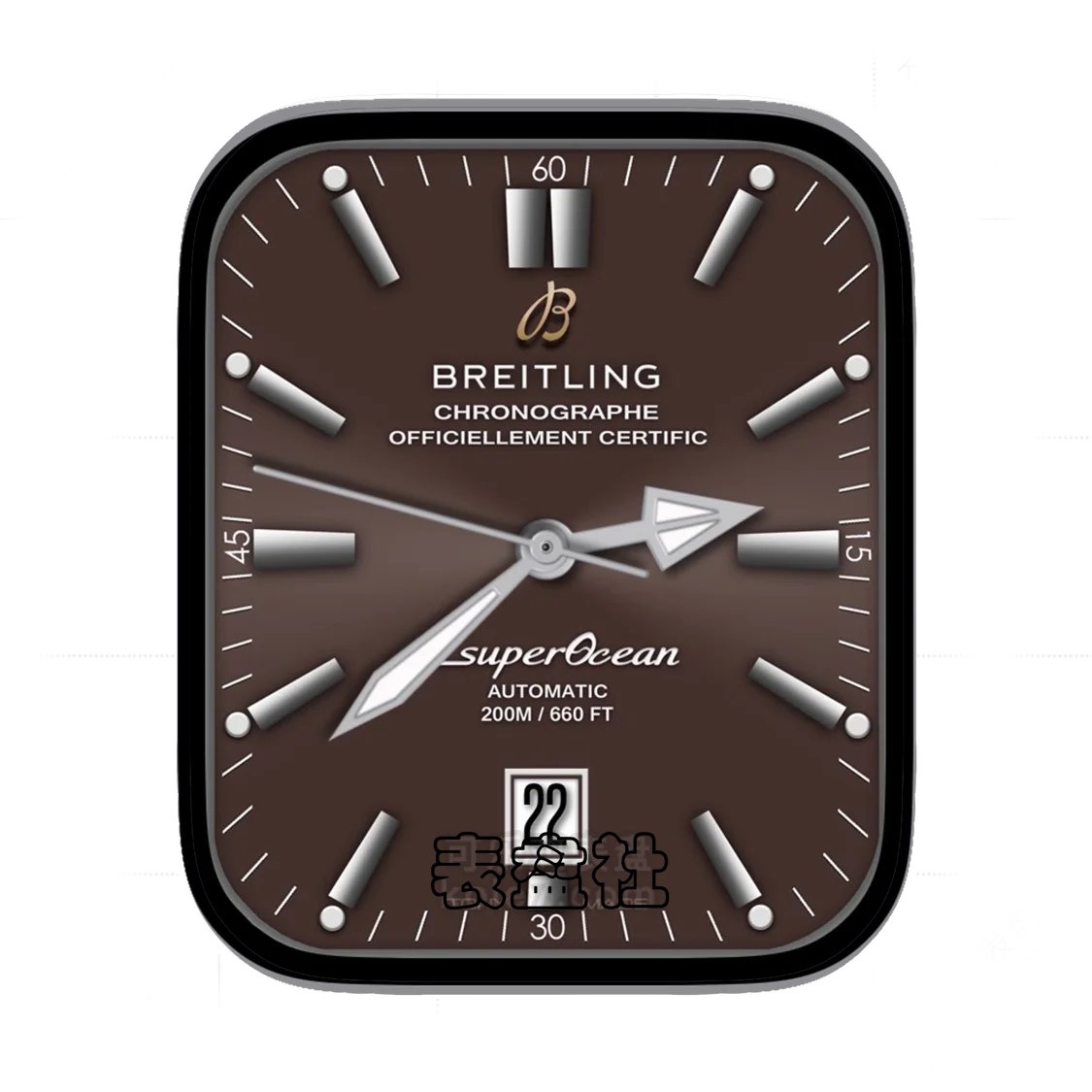 BREITLING百年灵褐色底简约年历表盘