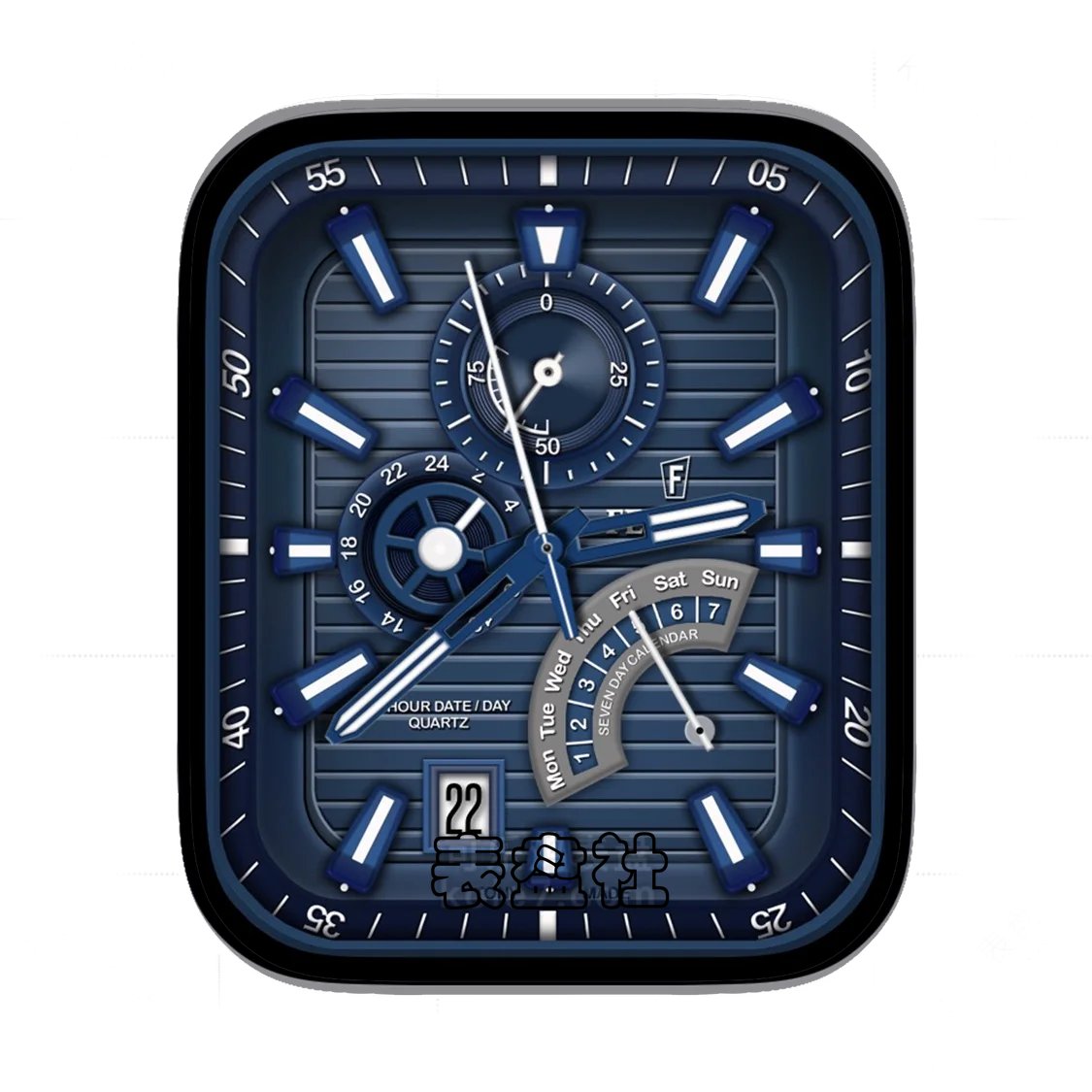 Festina法斯蒂纳绅士蓝三盘式年历表盘