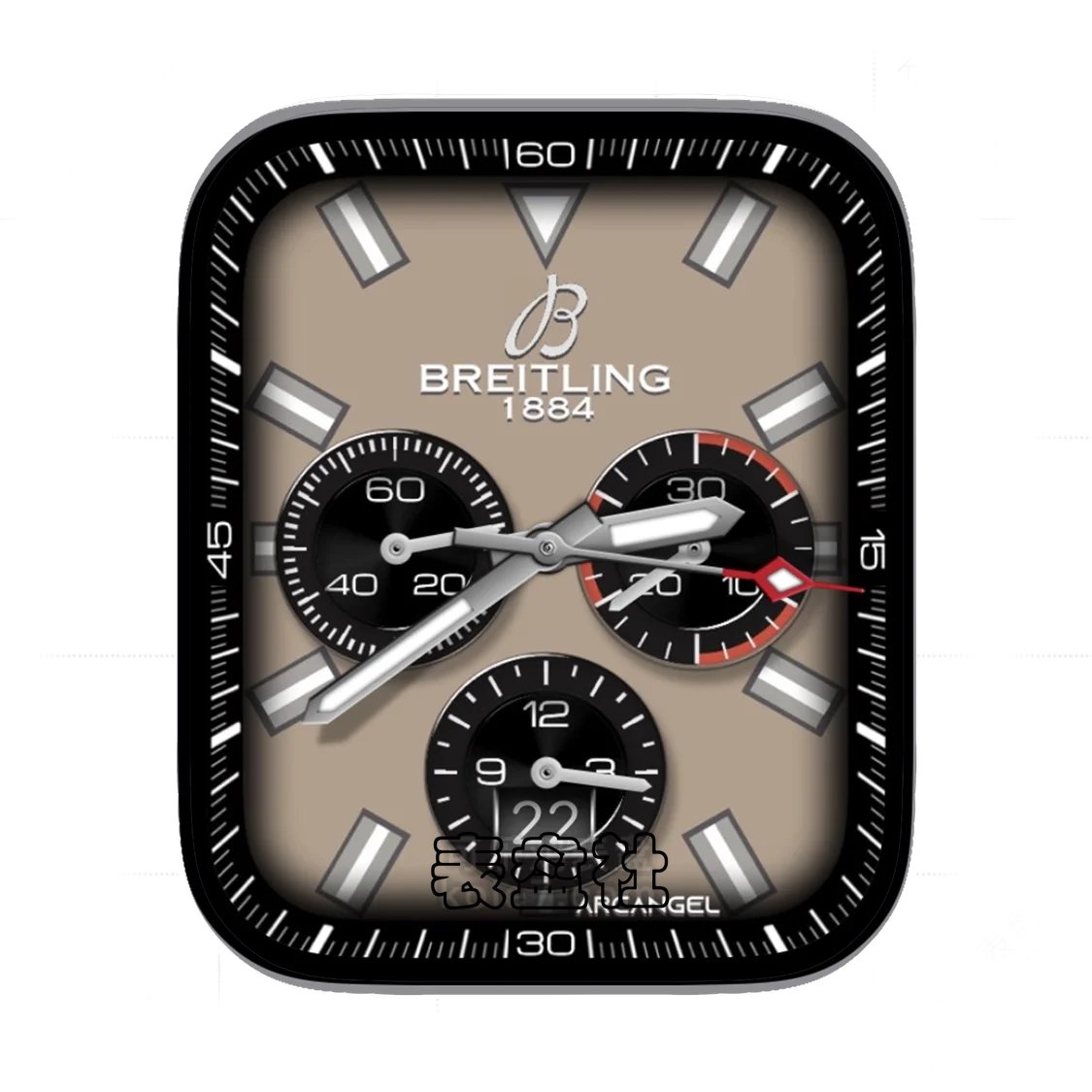 BREITLING百年灵灰褐底三盘式年历表盘