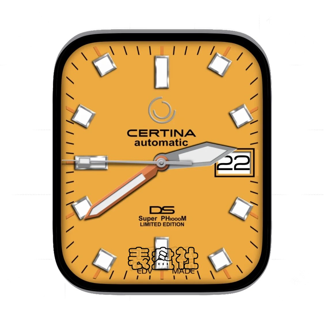 CERTINA雪铁纳简约黄底年历表盘