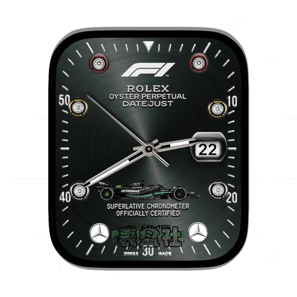 ROLEX劳力士联名F1赛车金属拉丝质感简约年历表盘