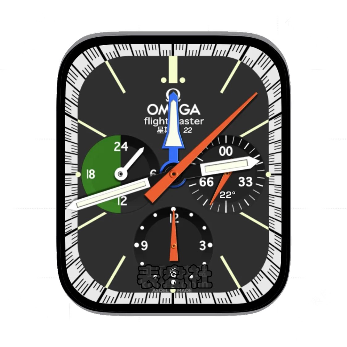 OMEGA欧米茄灰黑底三盘式表盘