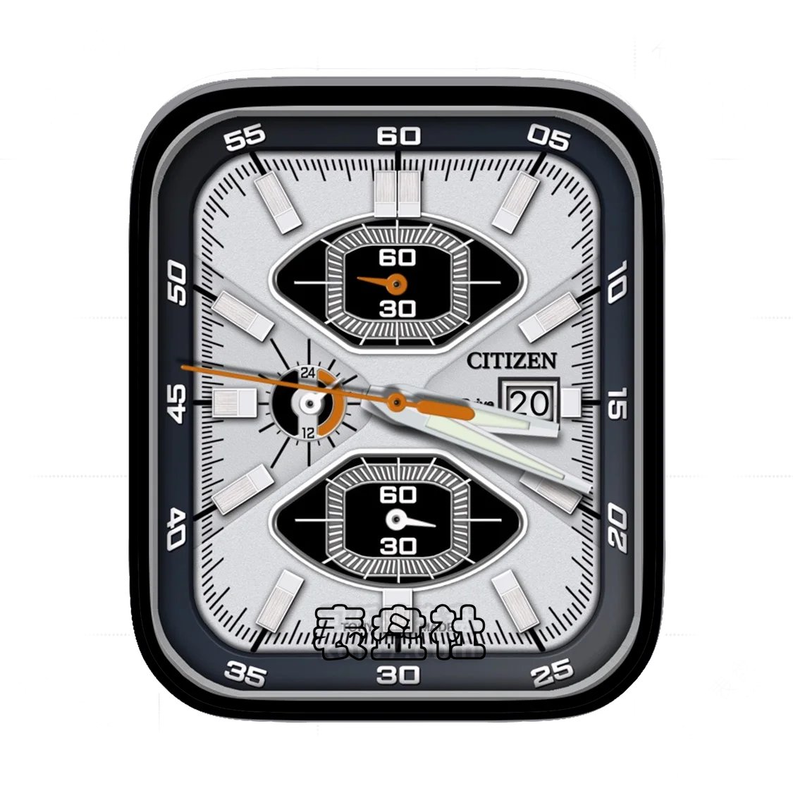 CITIZEN Eco-Drive西铁城磨砂灰三盘式年历表盘