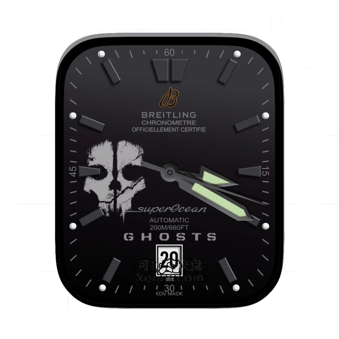 BREITLING百年灵酷黑骷髅头年历表盘