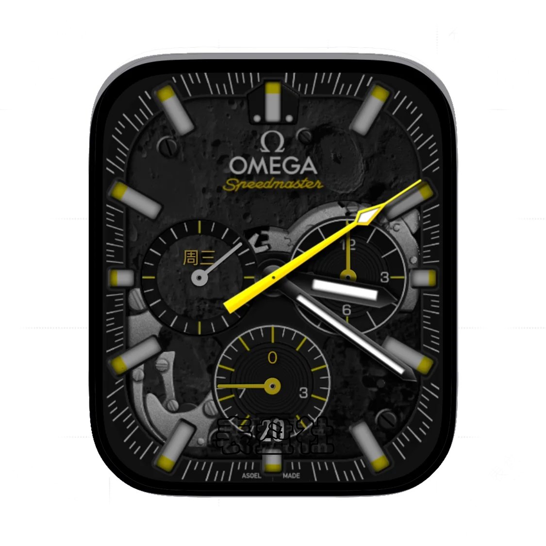 OMEGA欧米茄酷黑月球表面纹理三盘式Ultra专用表盘
