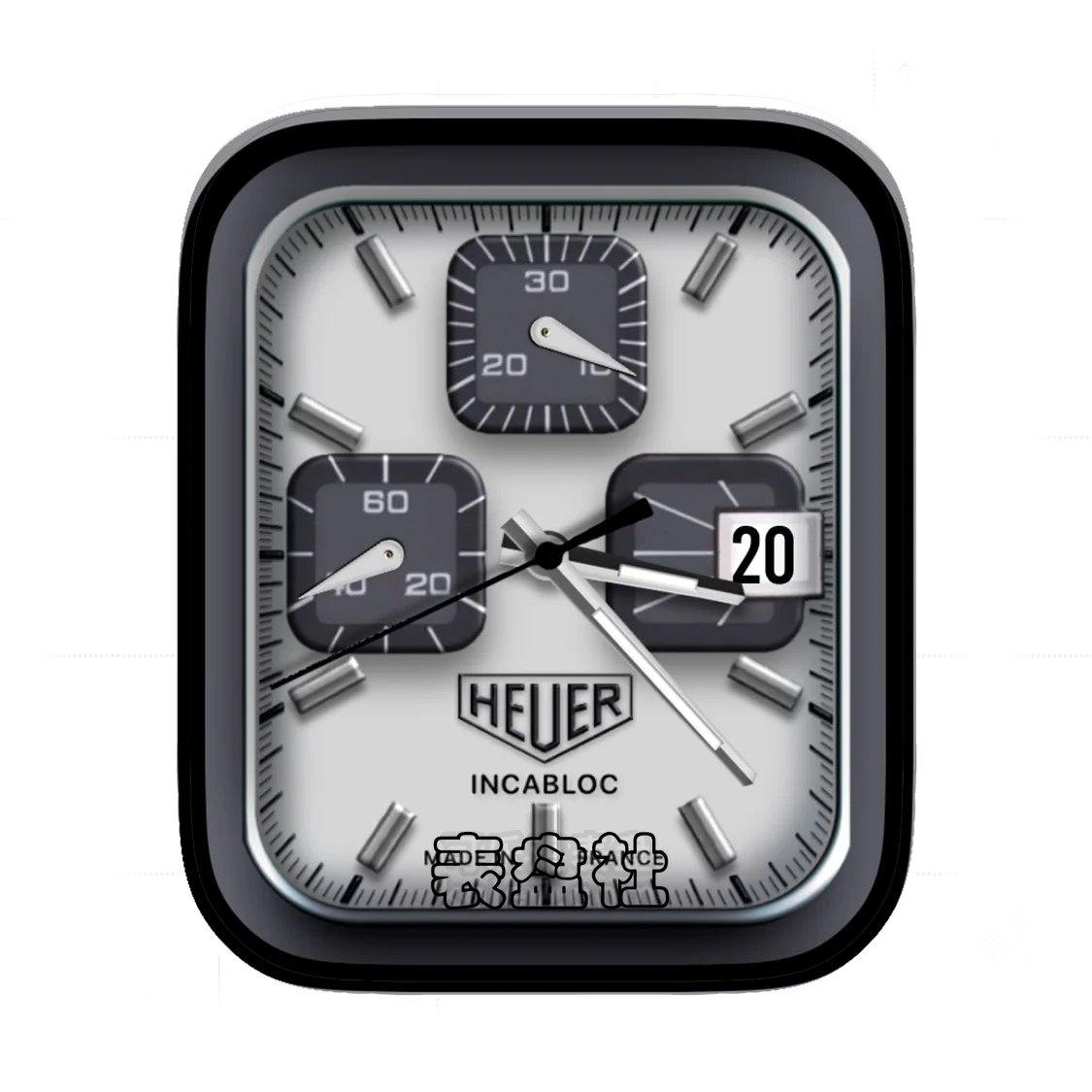 AG Heuer泰格豪雅灰黑三盘式年历表盘