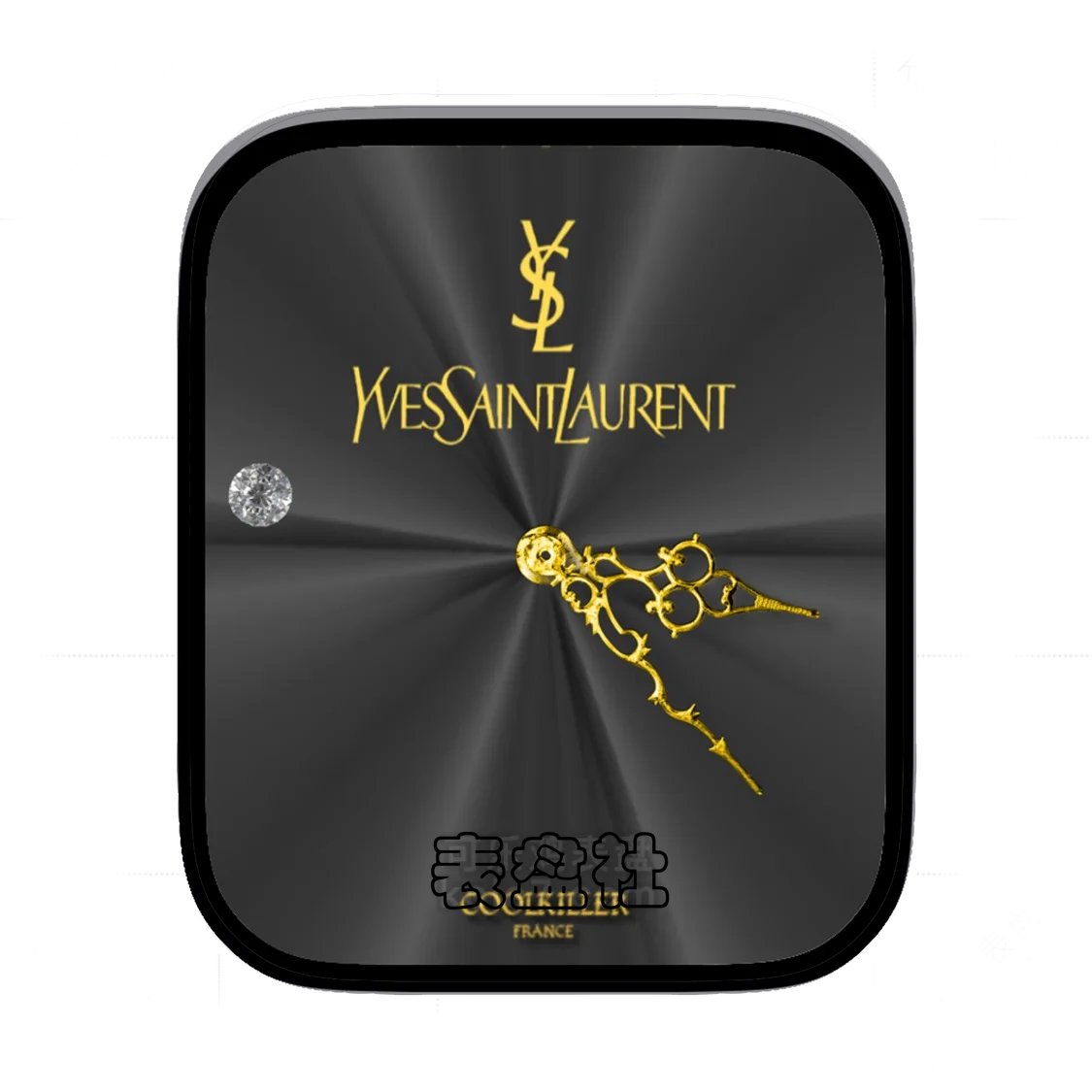 YSL圣罗兰灰黑金属太阳纹表盘