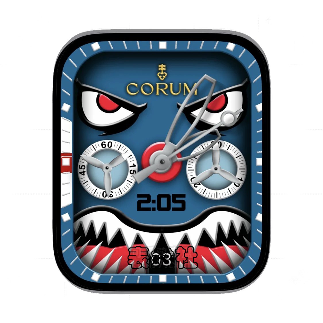 CORUM昆仑蓝底鲨鱼双盘式表盘