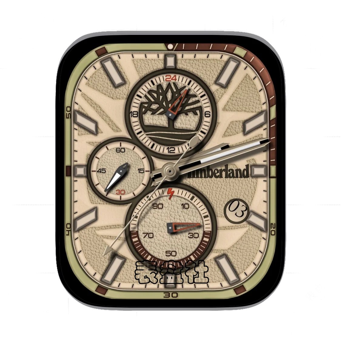 Timberland添柏岚灰皮革三盘式年历Ultra专用表盘