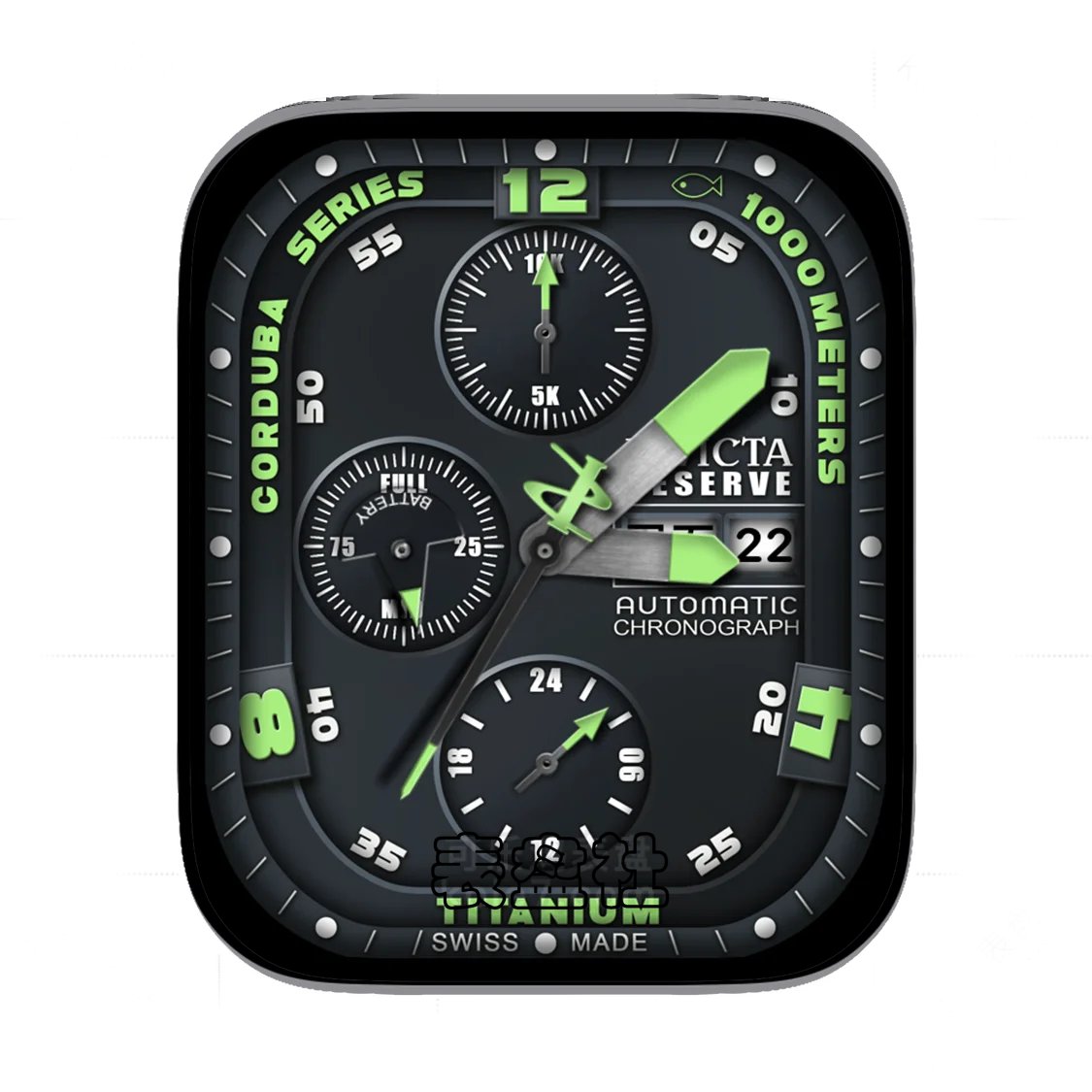 INVICTA因维克塔墨蓝三盘式年历表盘