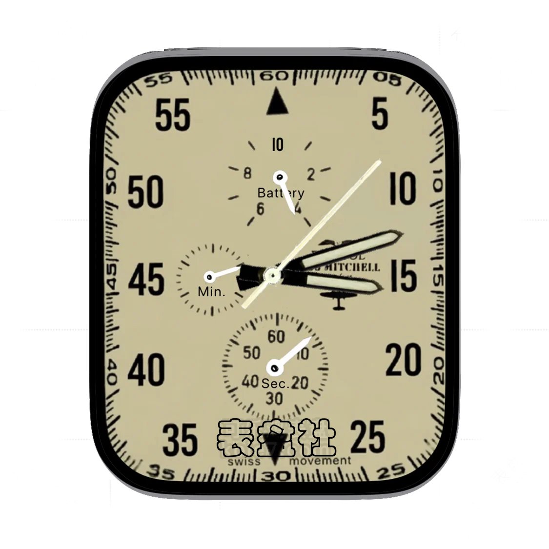 Aviator飞行员灰底三盘式表盘