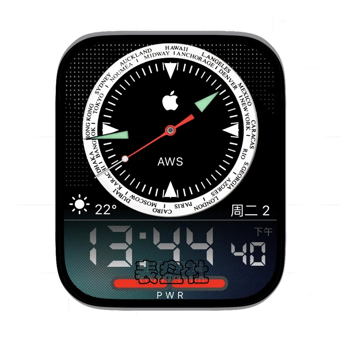 APPLE苹果logo简约数字表盘