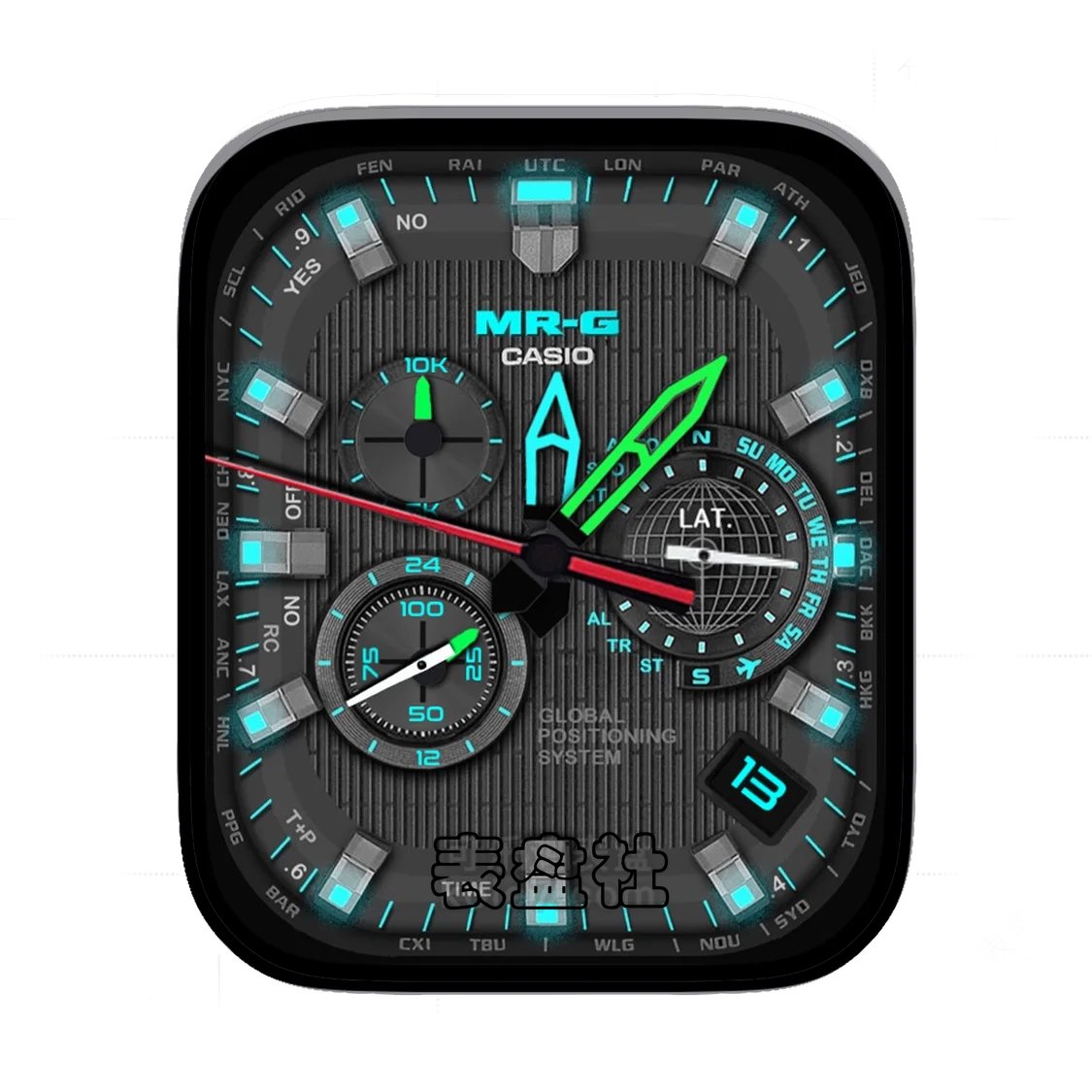 Casio卡西欧高级三盘式夜光绿Ultra专用表盘