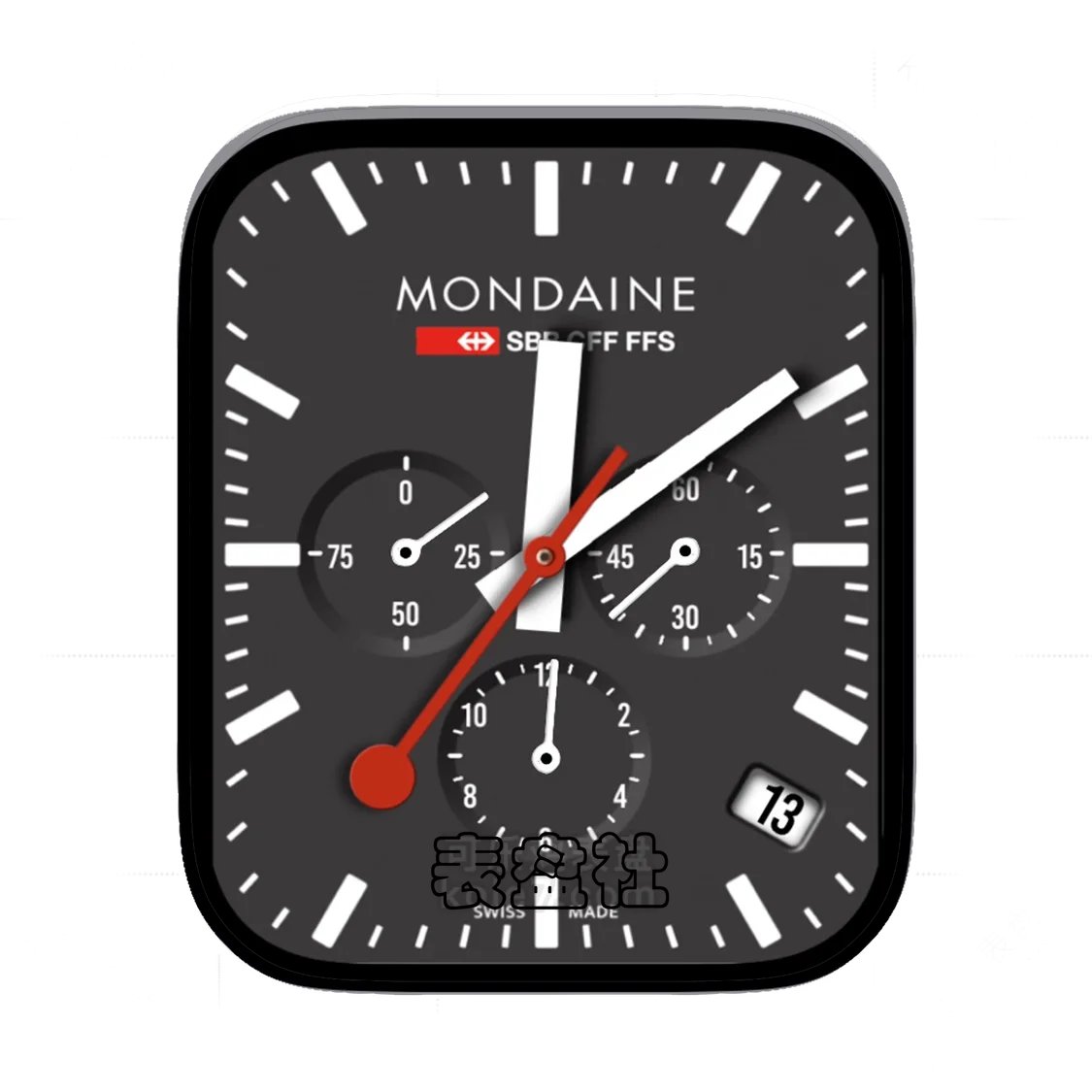 MONDAINE瑞士国铁简约灰三盘式年历表盘