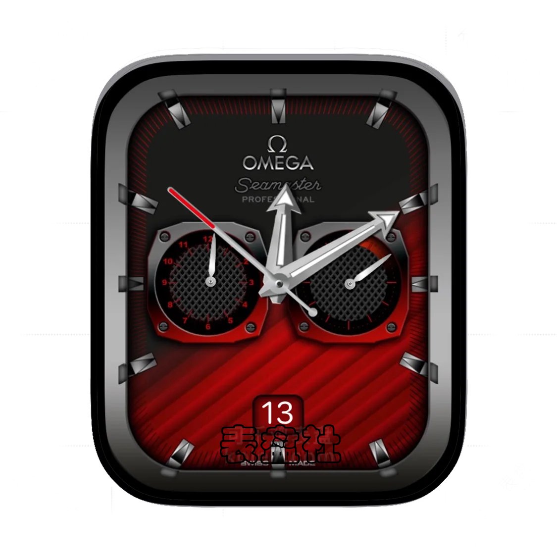 omega欧米茄酷黑红金属双盘蜂窝表盘