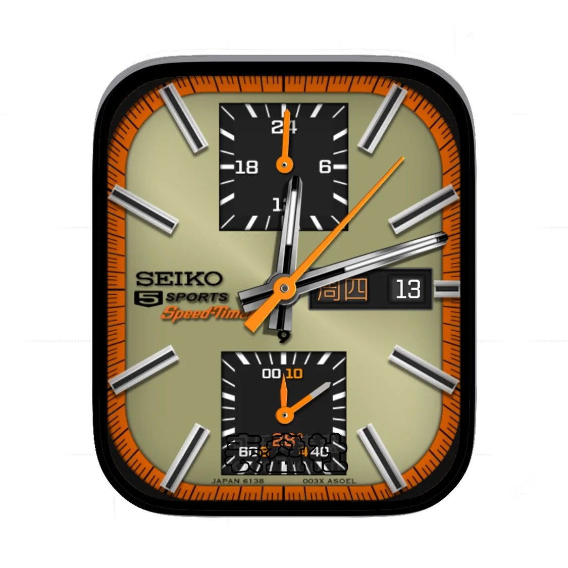 SEIKO精工双盘式金属拉丝表盘