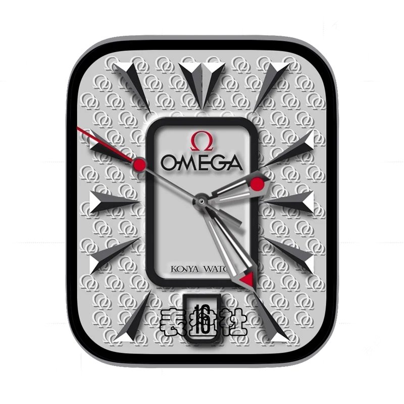 欧米茄logo灰色背景红色指针头表盘表盘