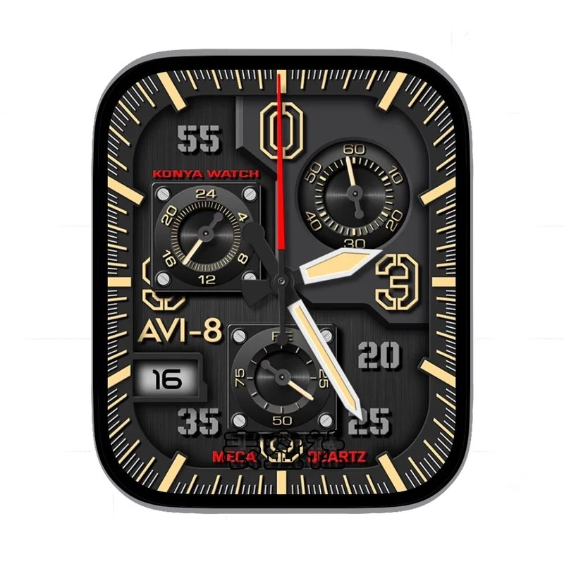 AVI-8黑色背景黄色外圈表盘表盘