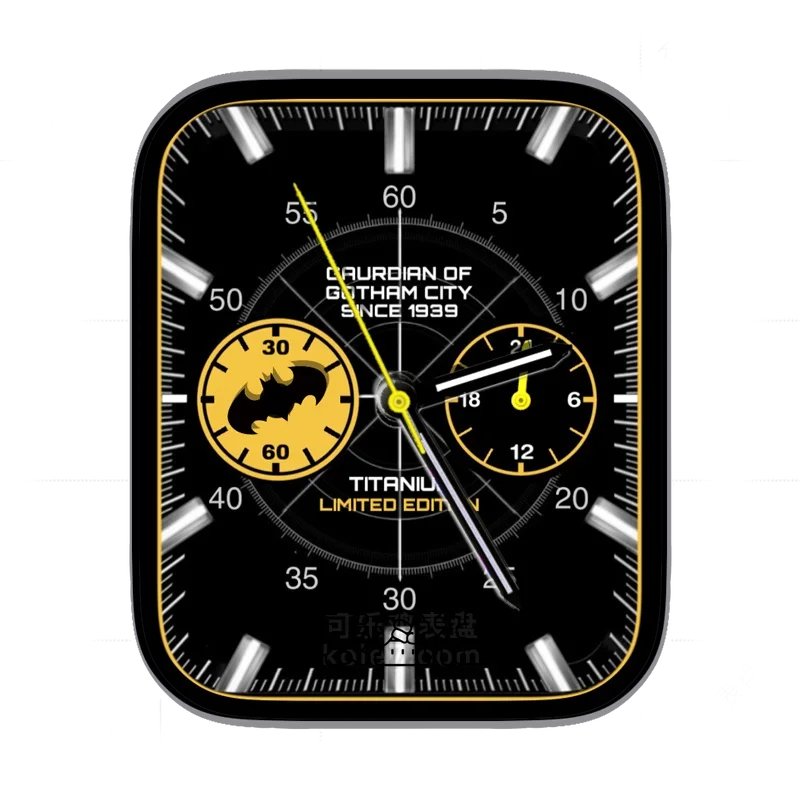 蝙蝠侠黄色内盘黑色背景经纬度表盘表盘