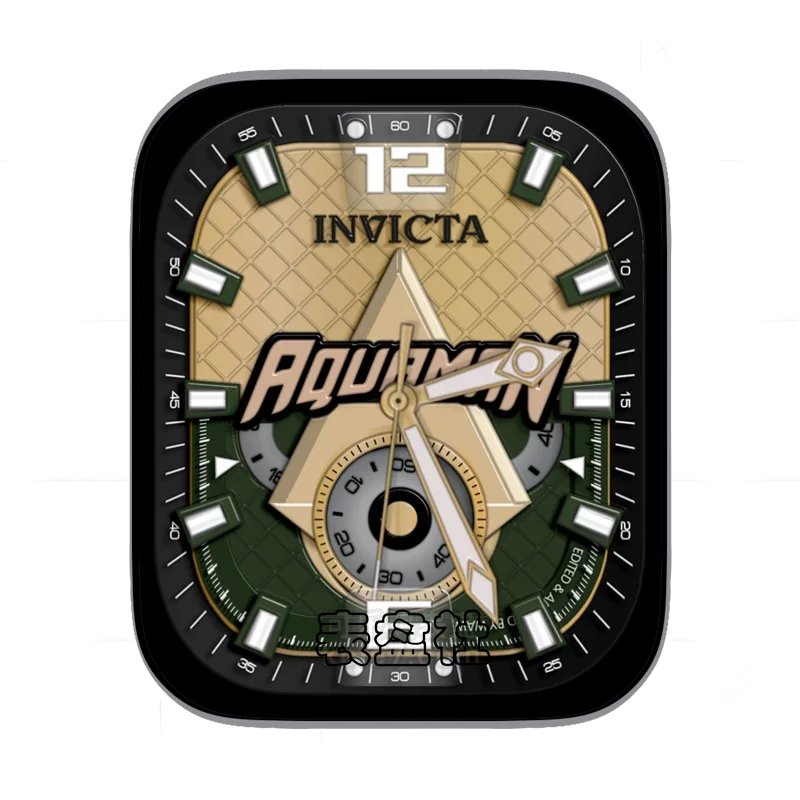 INVICTA因维克塔绿色格子拼接淡黄色表盘