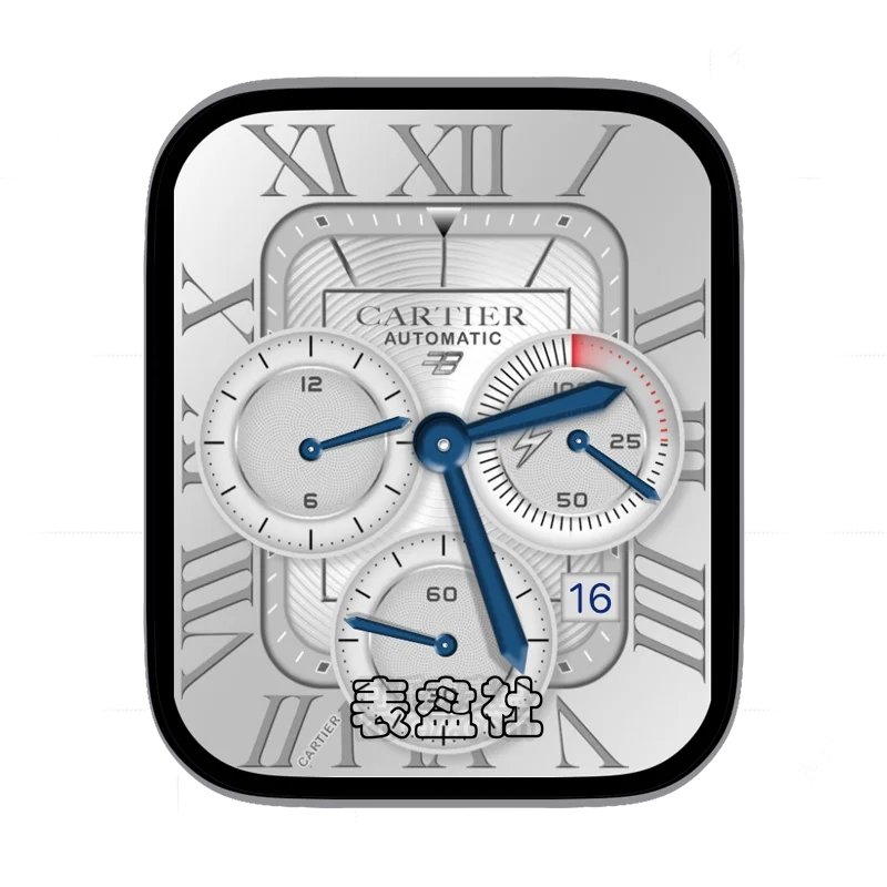 CARTIER卡地亚白色银面蓝色指针表盘表盘